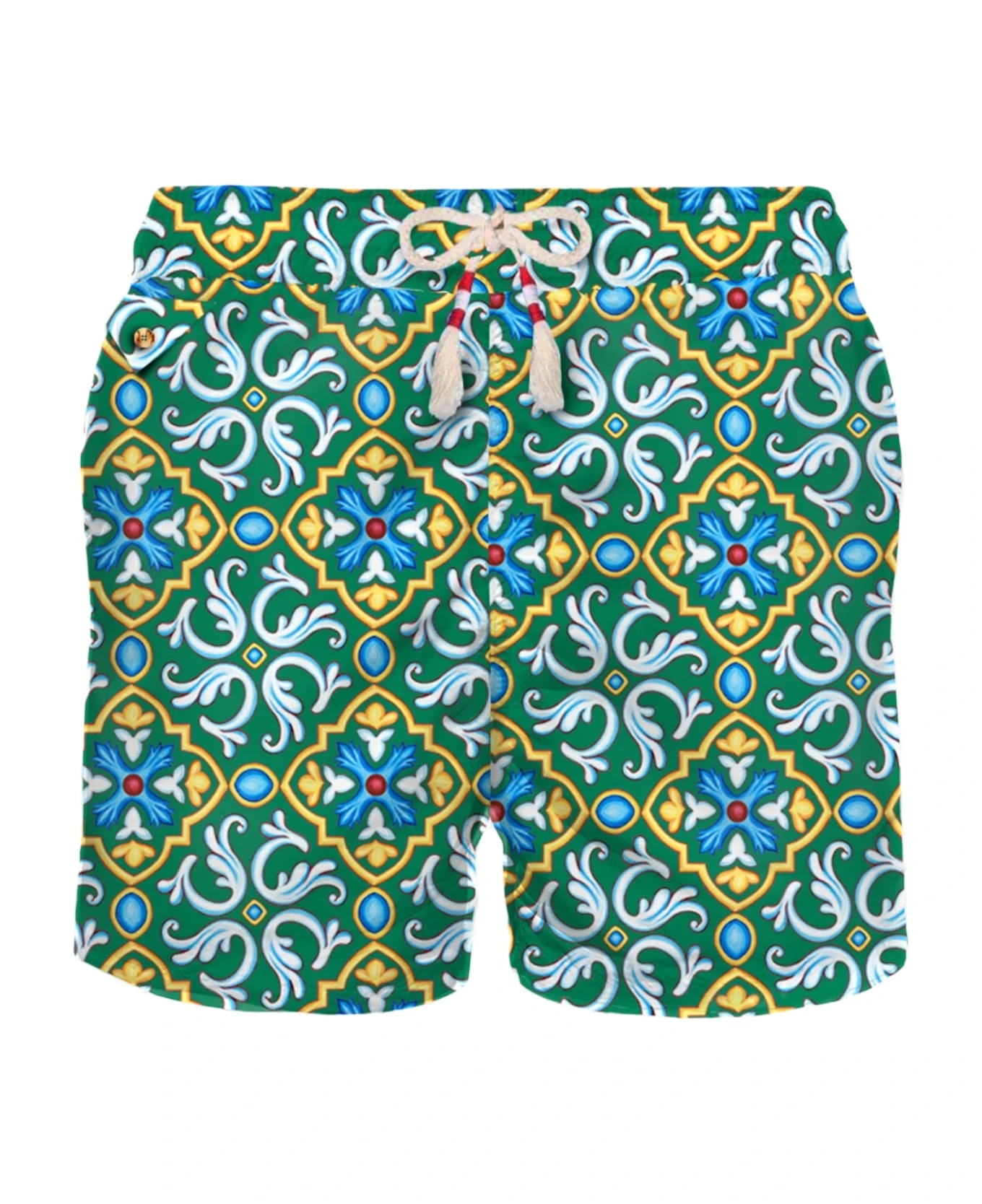 MC2 Saint Barth Man Light Fabric Swim Shorts With Majolica Print