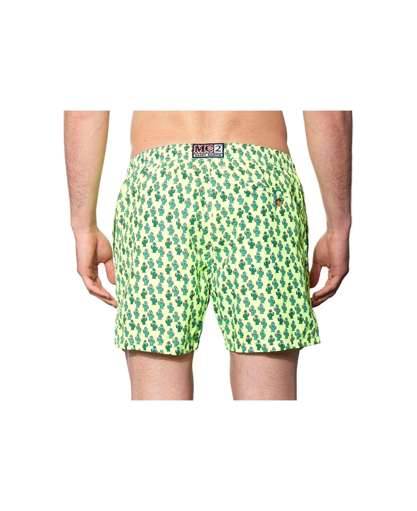 MC2 Saint Barth Light Fabric Man Swim Shorts Cactus Print - Image 4