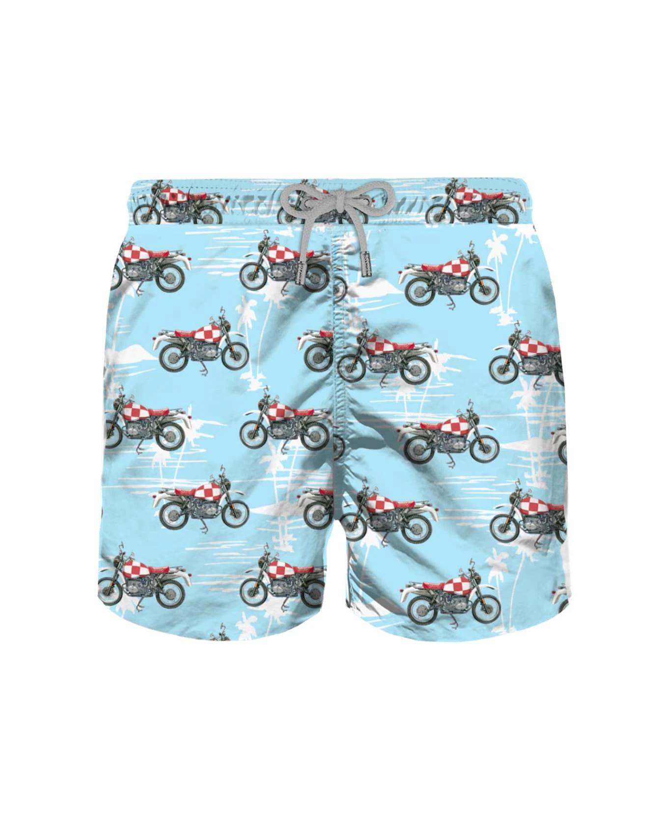 MC2 Saint Barth Man Light Fabric Swim Shorts With Motorbike Print