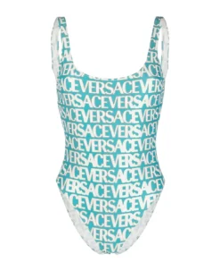 Versace Swim One-piece Lycra Vita Recycled Logomania Print Gold Outline Lamina