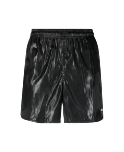 Alexander McQueen Black Wet Effect Swim Shorts With Mcqueen Graffiti Motif