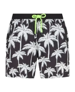 MC2 Saint Barth Man Zipped Swim Shorts With Palm Print