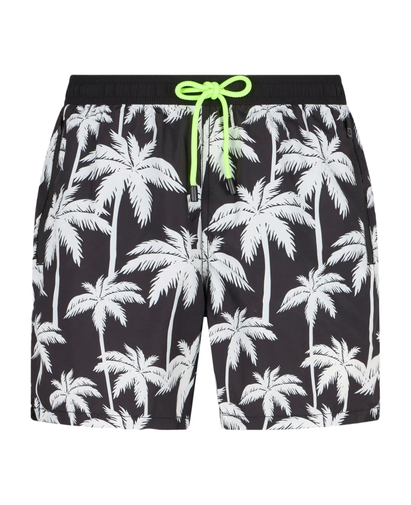 MC2 Saint Barth Man Zipped Swim Shorts With Palm Print