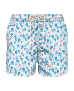 MC2 Saint Barth Man Light Fabric Swim Shorts With Jellyfish Print