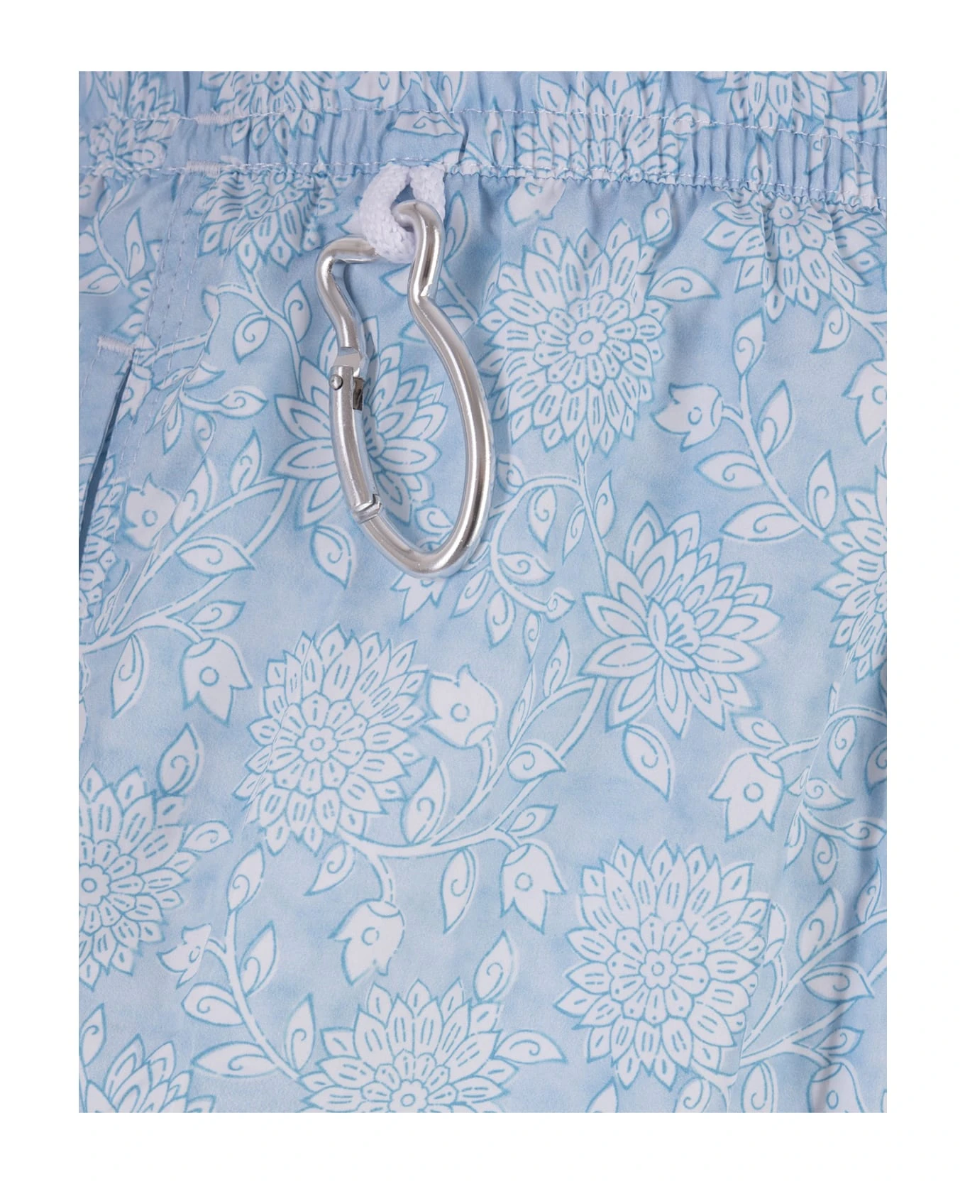 Sky Blue Swim Shorts With Flowers Pattern - Image 3