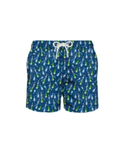 MC2 Saint Barth Light Fabric Man Swim Shorts Bottles Print