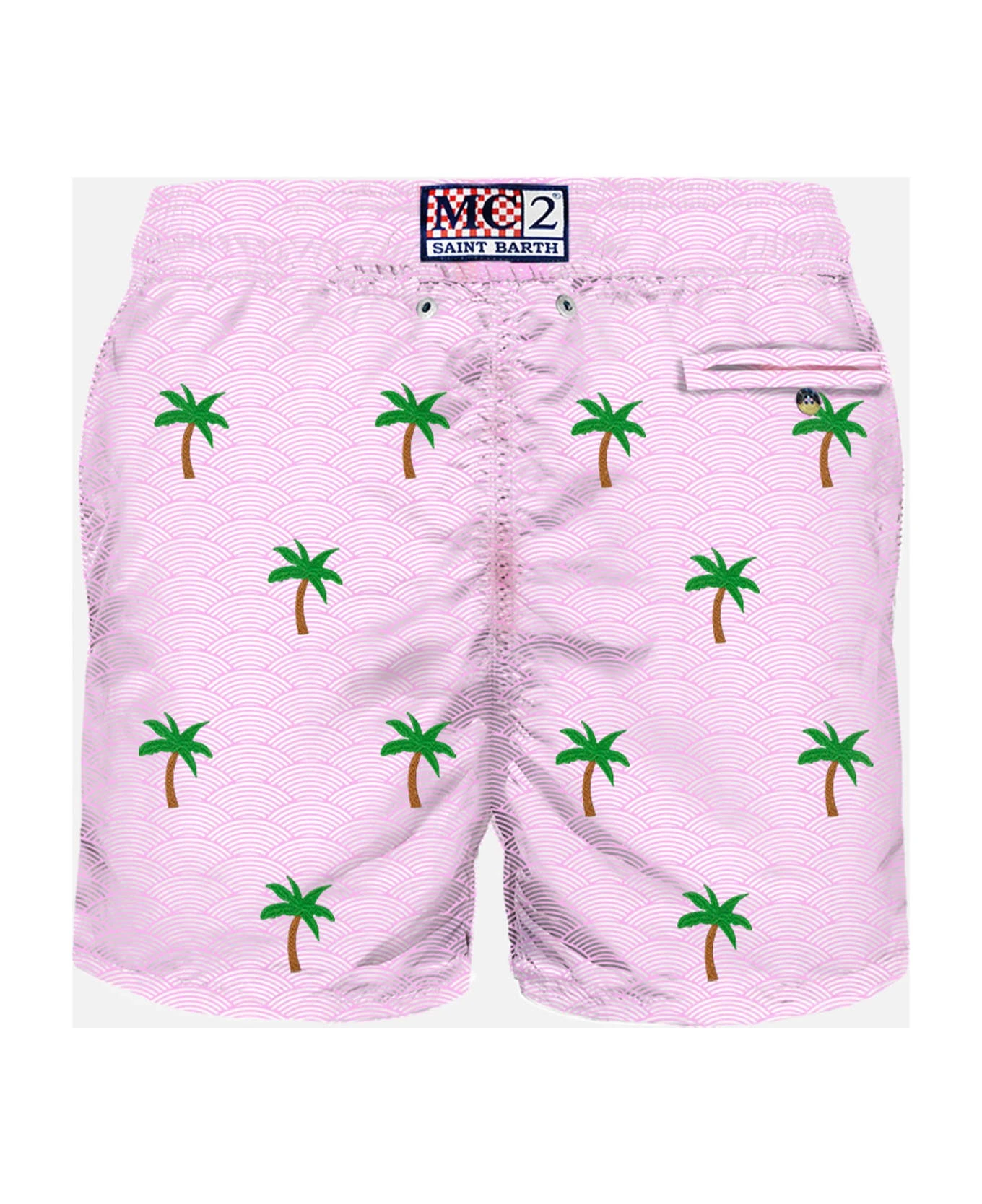 MC2 Saint Barth Man Light Fabric Swim Shorts With Palm Embroidery - Image 2