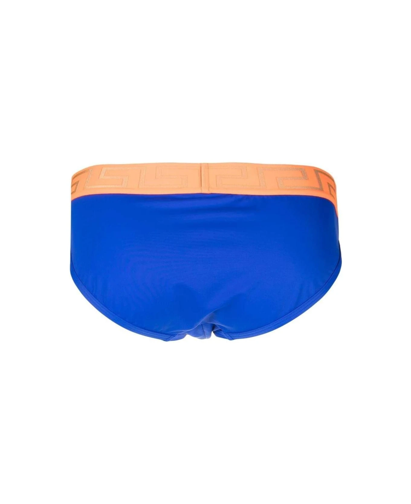 Versace Blue Swim Briefs With Branded Waistband In Polyamide Man - Image 2
