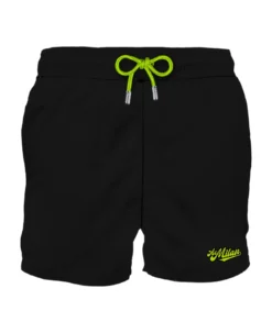 MC2 Saint Barth Man Black Swim Shorts With Milan Patch | Milan Special Edition