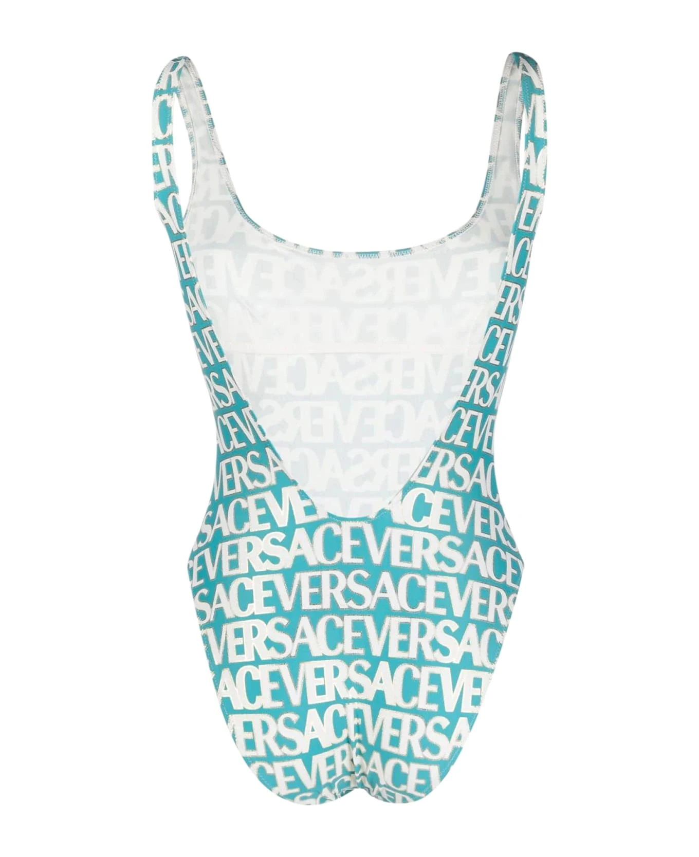 Versace Swim One-piece Lycra Vita Recycled Logomania Print Gold Outline Lamina - Image 2