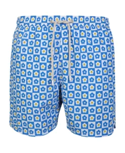 MC2 Saint Barth Light Blue Flowers Print Swim Shorts By Mc Saint Barth