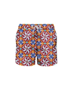 MC2 Saint Barth Man Swim Shorts With Majolica Print