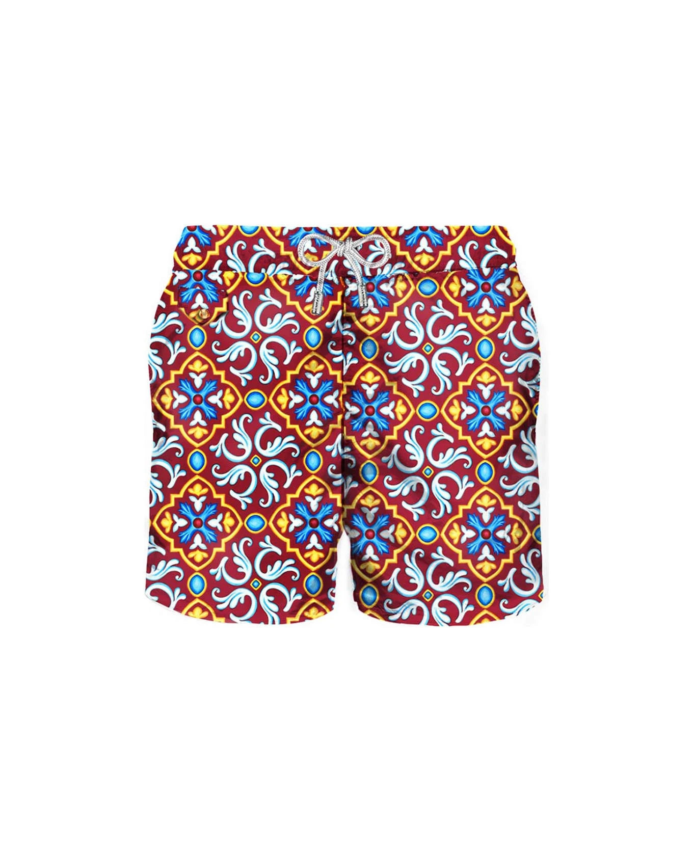 MC2 Saint Barth Man Swim Shorts With Majolica Print