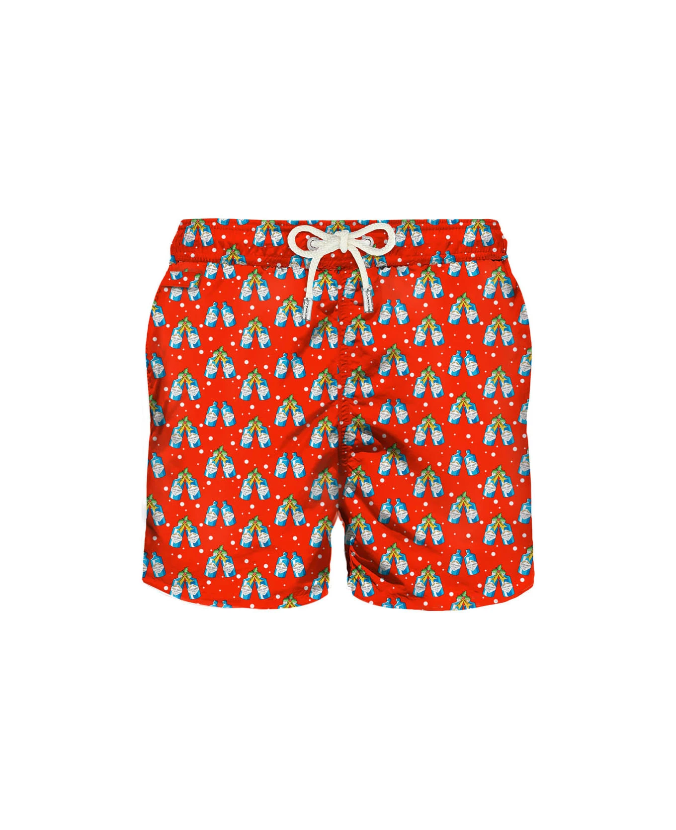 MC2 Saint Barth Light Fabric Man Swim Shorts With Gin-gle Drink Print