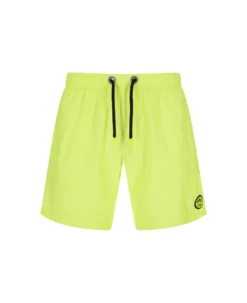 BARROW Fluo Yellow Swim Shorts With Front And Back Logo