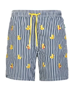 Embroidered Ducks Blue Swim Shorts By Mc2 Saint Barth