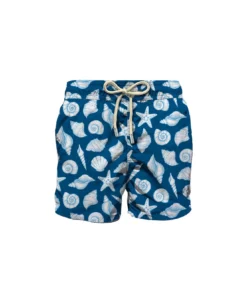 MC2 Saint Barth Man Light Fabric Swim Shorts With Shells Print