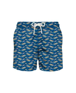 MC2 Saint Barth Light Fabric Swim Shorts With Boats Print