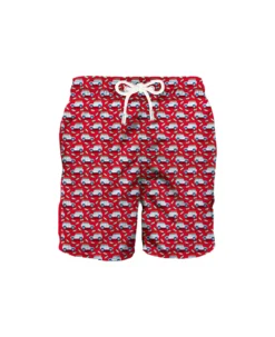 MC2 Saint Barth Man Light Fabric Long Swim Shorts With Off-road Print