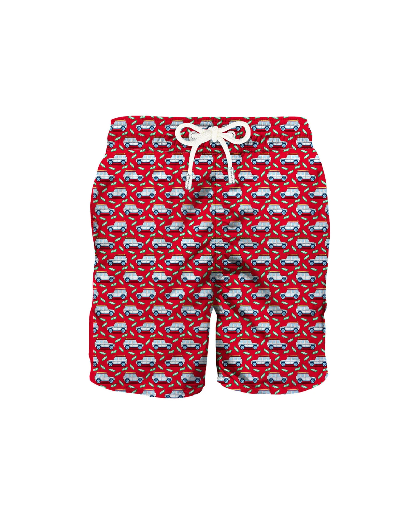 MC2 Saint Barth Man Light Fabric Long Swim Shorts With Off-road Print