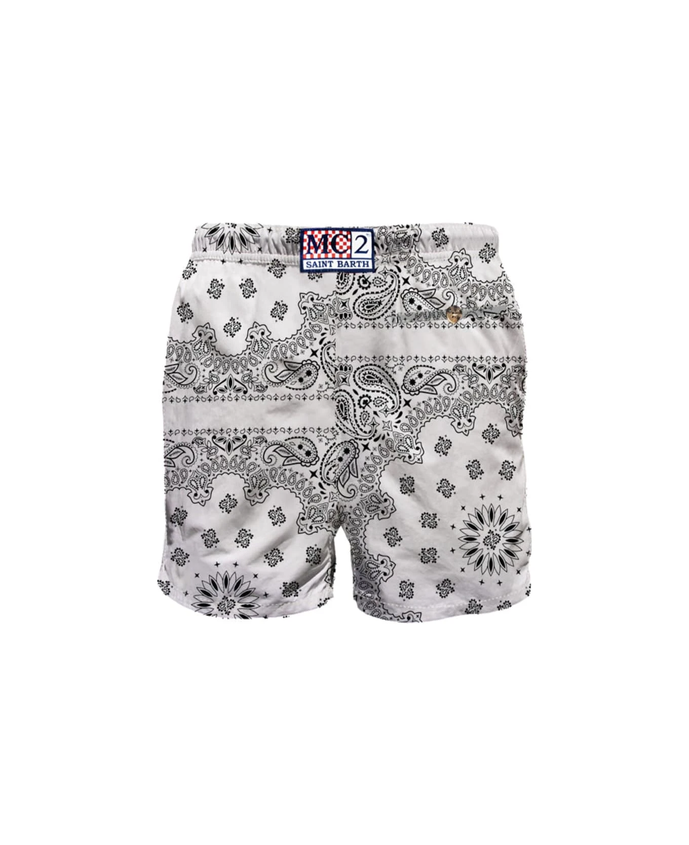 MC2 Saint Barth Man Swim Shorts With White Bandanna Print - Image 2