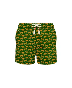 MC2 Saint Barth Man Light Fabric Swim Shorts With Cheetah Print