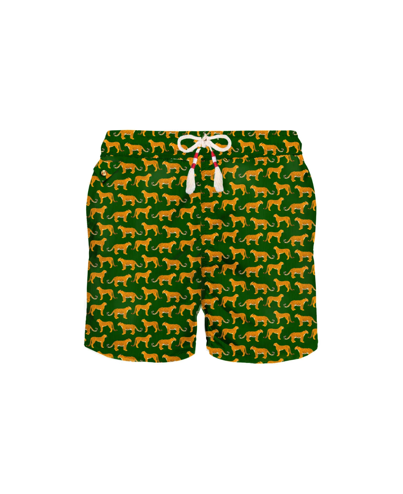 MC2 Saint Barth Man Light Fabric Swim Shorts With Cheetah Print