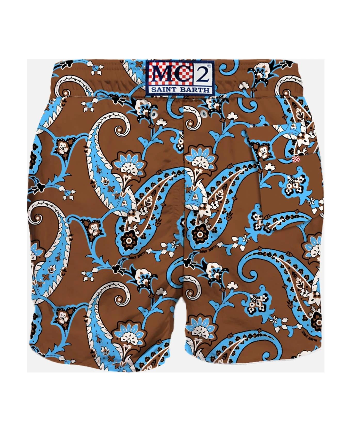 MC2 Saint Barth Man Linen Swim Shorts With Paisley Print - Image 2