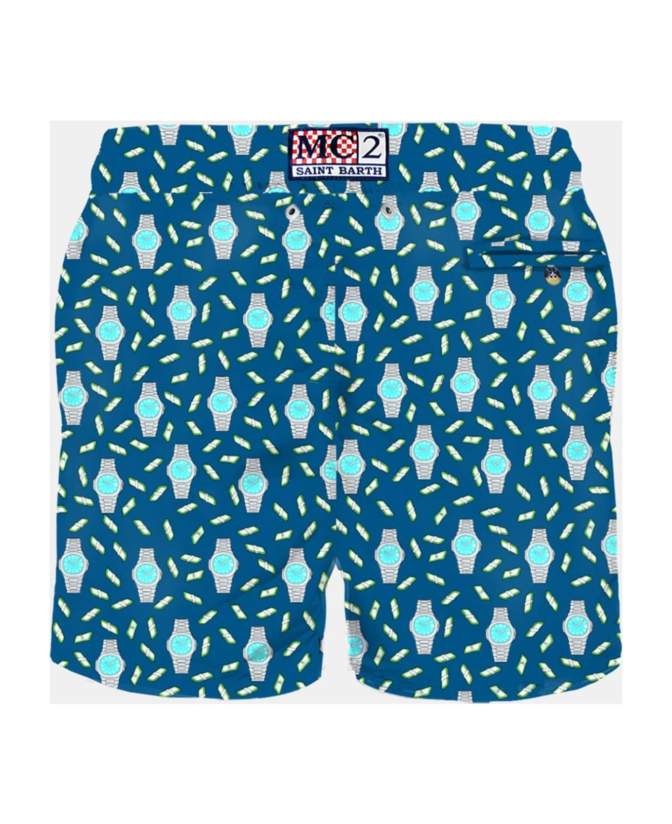 MC2 Saint Barth Man Light Fabric Swim Shorts With Money And Swatch Print - Image 2
