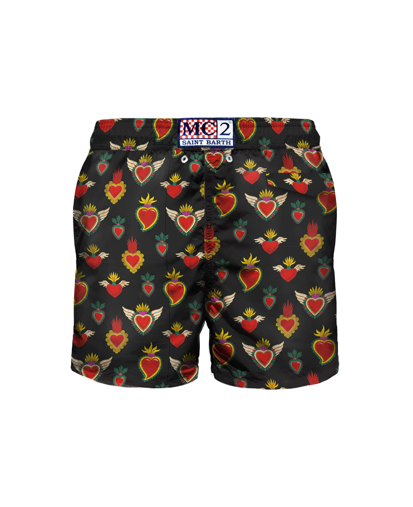 MC2 Saint Barth Light Fabric Man Swim Shorts Sacred Hearts Print - Image 2