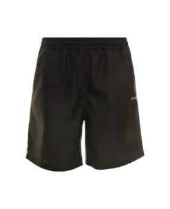 Off-White Black Swim Trunks With Diag Print At The Back In Polyester Man