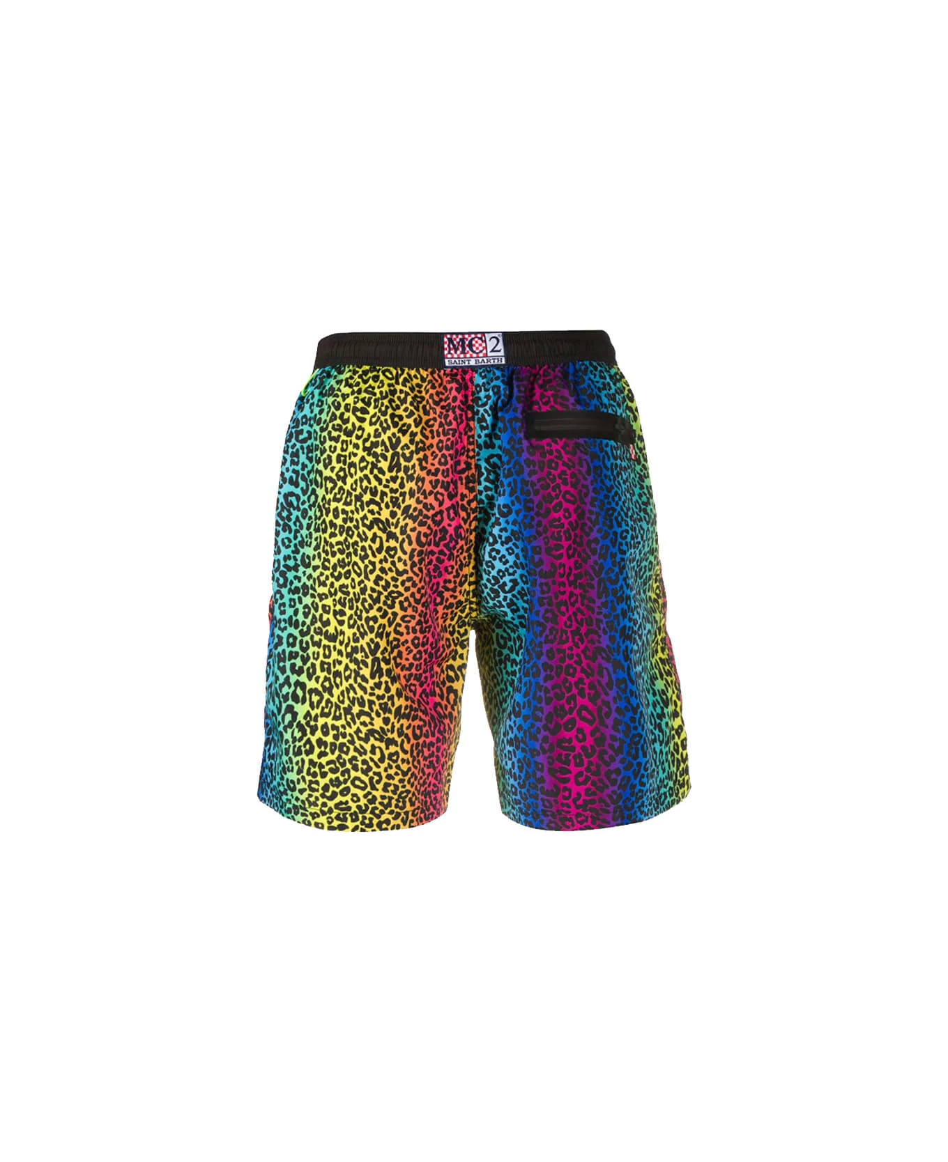 MC2 Saint Barth Animalier Rainbow Print Light Fabric Zipped Swim Shorts - Image 2
