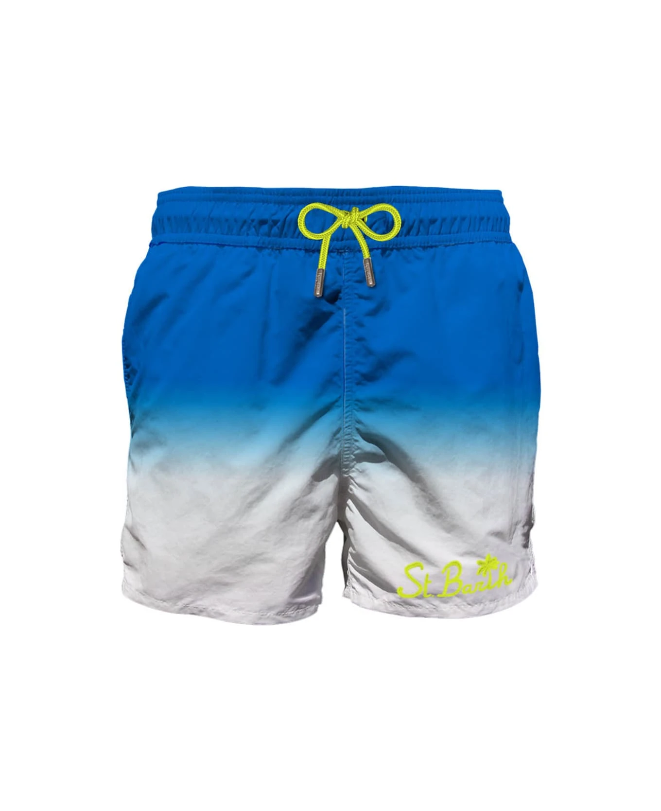 MC2 Saint Barth White And Blue Shades Mid-length Swim Shorts