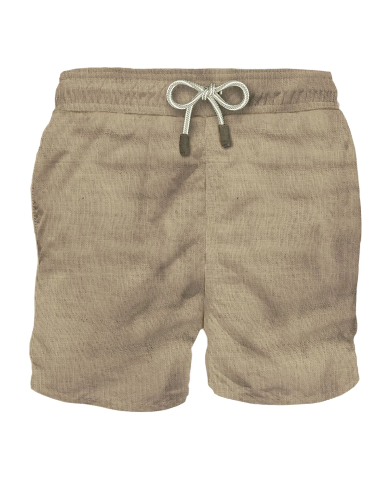 MC2 Saint Barth Man Beige Linen Swim Shorts