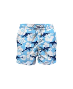 MC2 Saint Barth Sharks Velvet Print Mid-length Swim Shorts