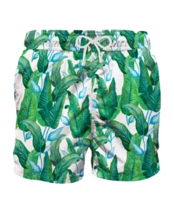 MC2 Saint Barth Tropical Leaf Print Mid-length Swim Shorts