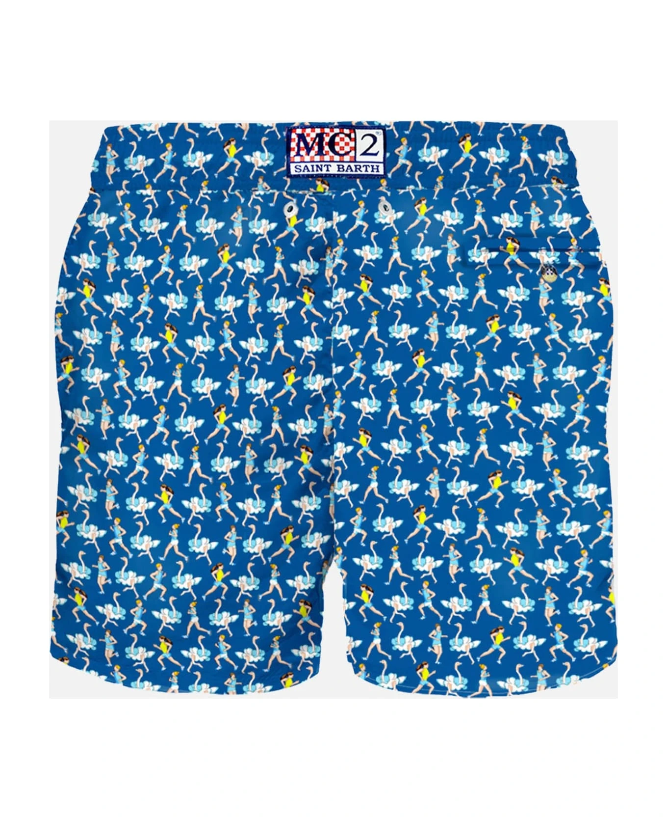MC2 Saint Barth Man Light Fabric Swim Shorts With Runners Print - Image 2