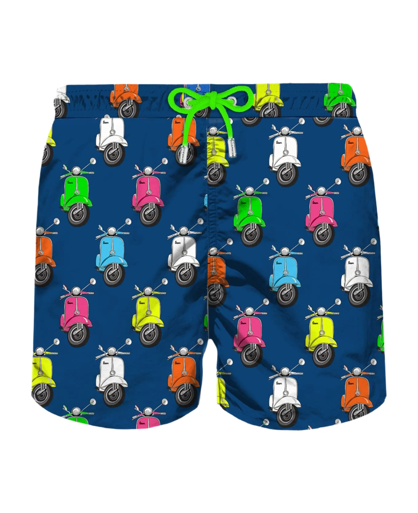 MC2 Saint Barth Man Light Fabric Swim Shorts With Multicolor Vespa Print | Vespa® Special Edition