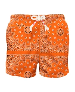 MC2 Saint Barth Man Swim Shorts With Orange Bandanna Print