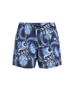 Etro Navy Blue Swim Shorts With Floral Paisley Print