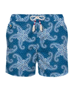 MC2 Saint Barth Man Light Fabric Swim Shorts With Blue Paisley Print