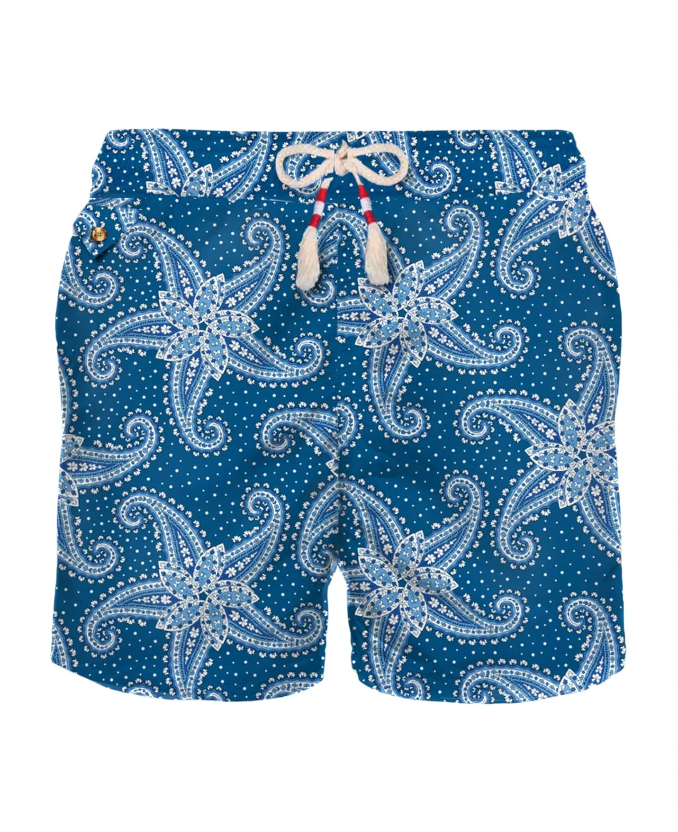 MC2 Saint Barth Man Light Fabric Swim Shorts With Blue Paisley Print