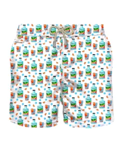 MC2 Saint Barth Man Light Fabric Swim Shorts With Portofino Gin Print | Portofino Dry Gin Special Edition