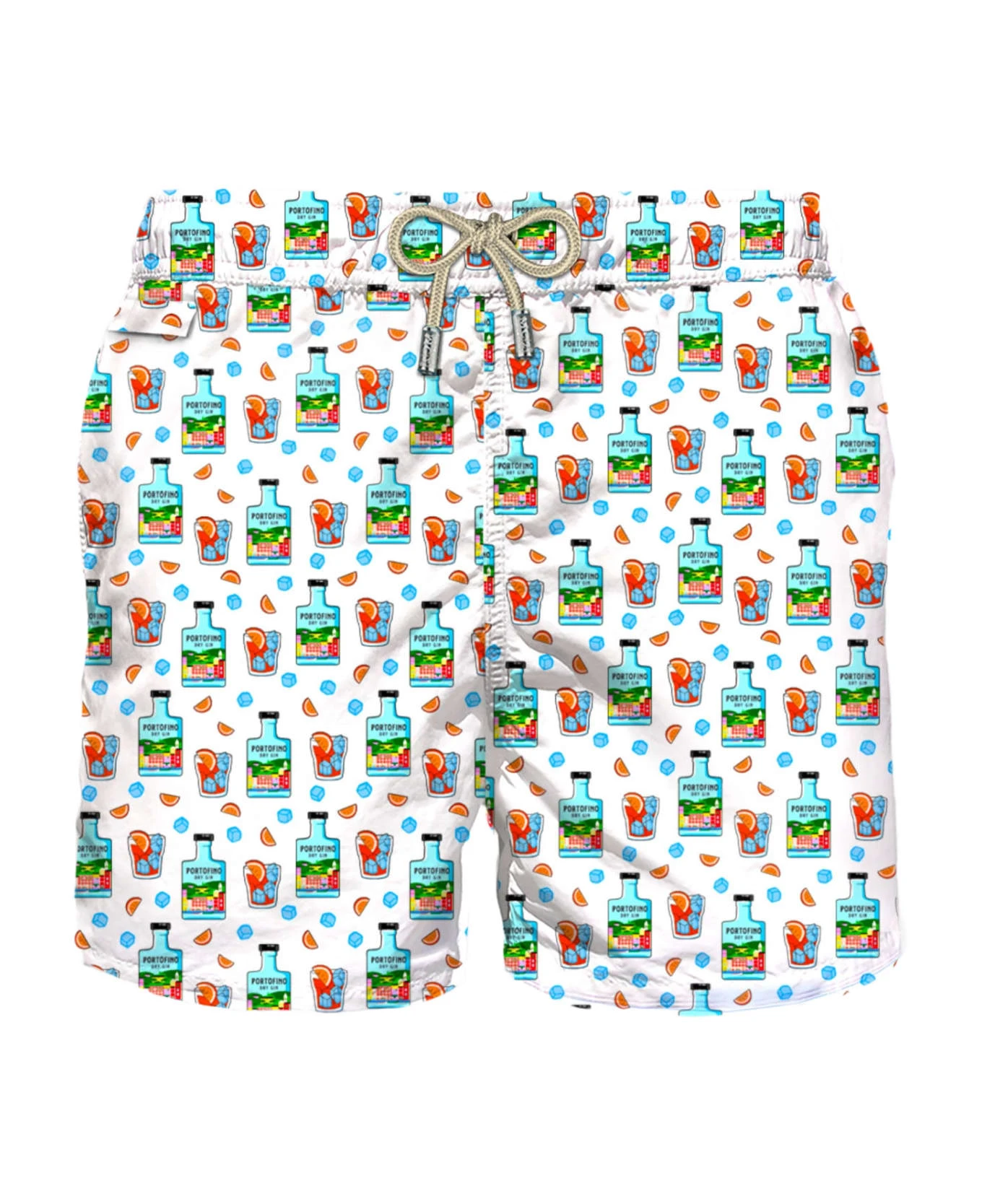 MC2 Saint Barth Man Light Fabric Swim Shorts With Portofino Gin Print | Portofino Dry Gin Special Edition