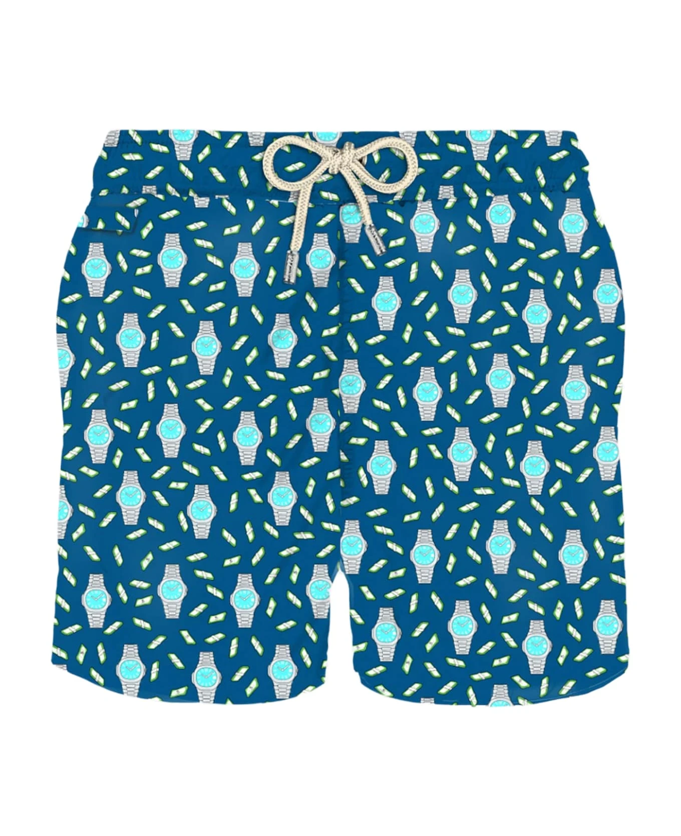 MC2 Saint Barth Man Light Fabric Swim Shorts With Money And Swatch Print