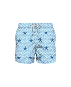 MC2 Saint Barth Man Light Fabric Swim Shorts With Stars Embroidery