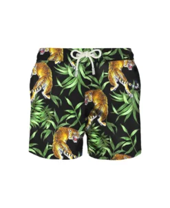 MC2 Saint Barth Man Light Fabric Swim Shorts With Tiger Print