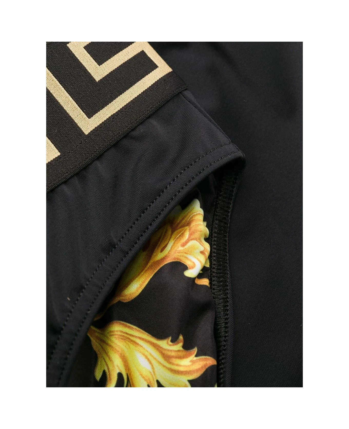 Versace Swim Brief With Greca Motif In Black Technical Fabric Man - Image 3