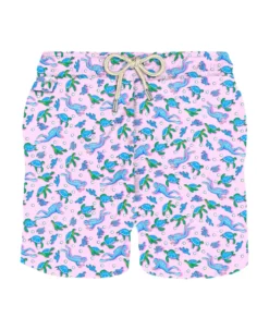 MC2 Saint Barth Man Light Fabric Swim Shorts With Turtles And Scuba Divers Print