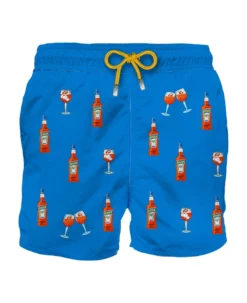 MC2 Saint Barth Man Bluette Classic Swim Shorts With Aperol Spritz Print | @aperol Special Edition